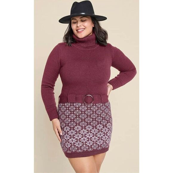 Burgundy turtle neck sweater Dress Knit plus Size 2XL BNWT - Picture 1 of 6